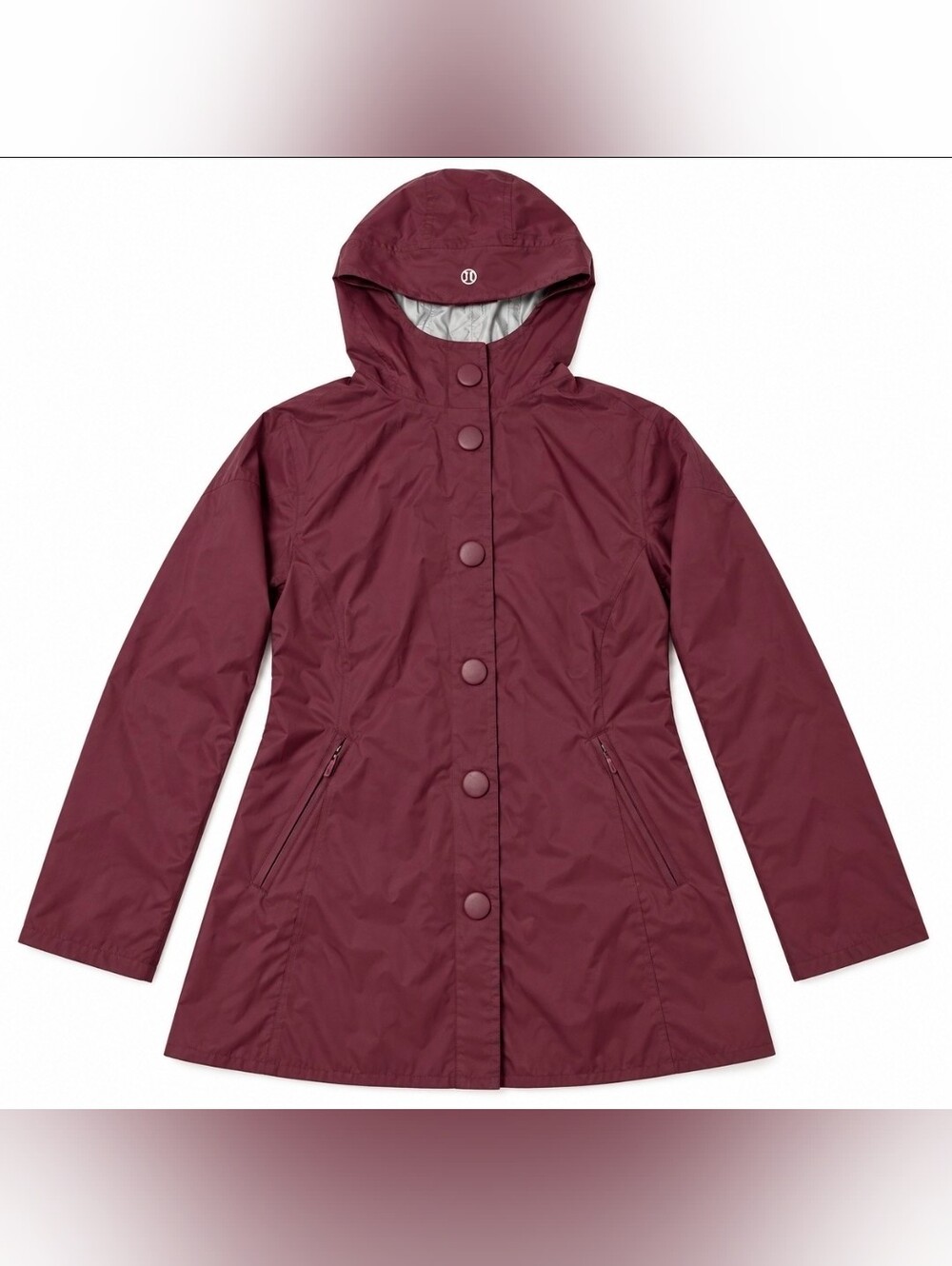 Lululemon Right As Rain Jacket Bordeaux Drama Hooded Coat Size 8